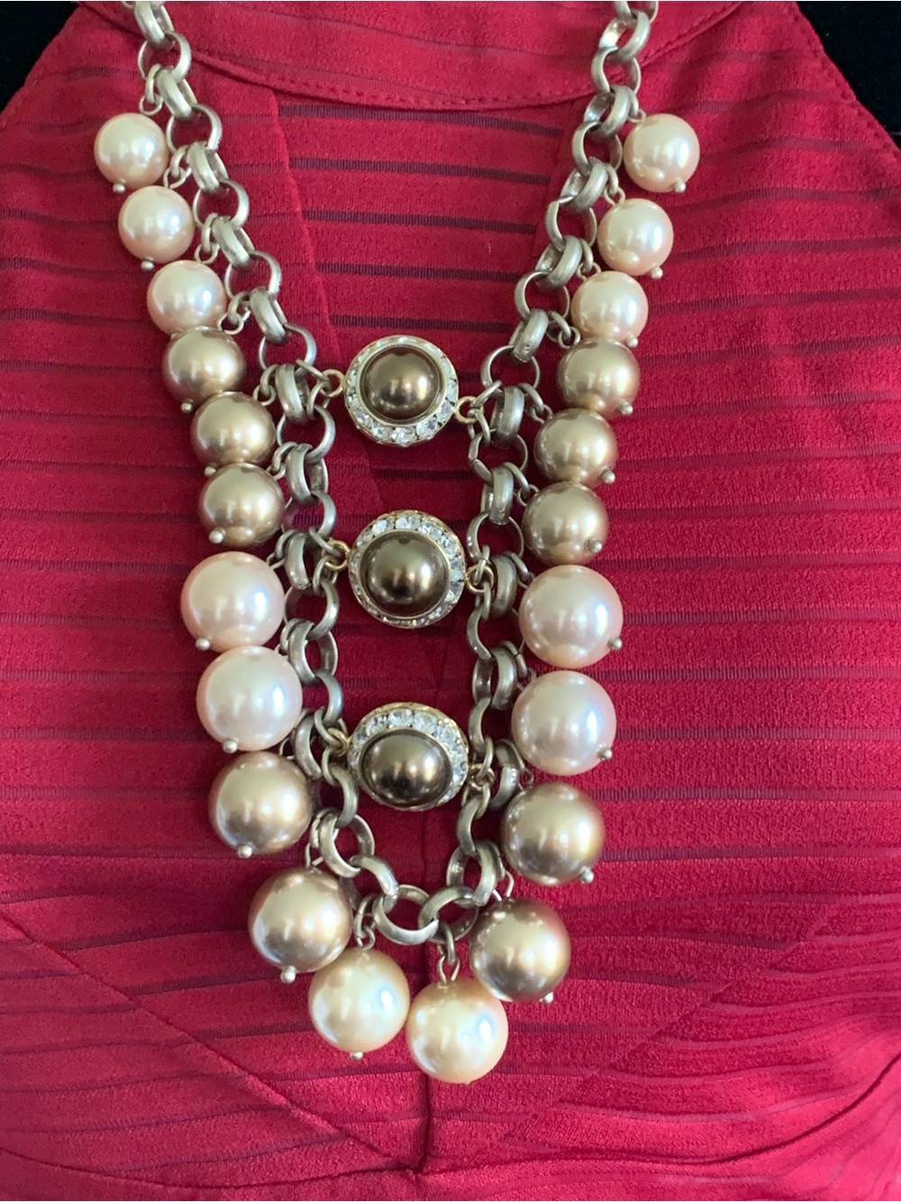 Talbots NWT Gold, Pearl & Rhinestone Statement Bib Necklace